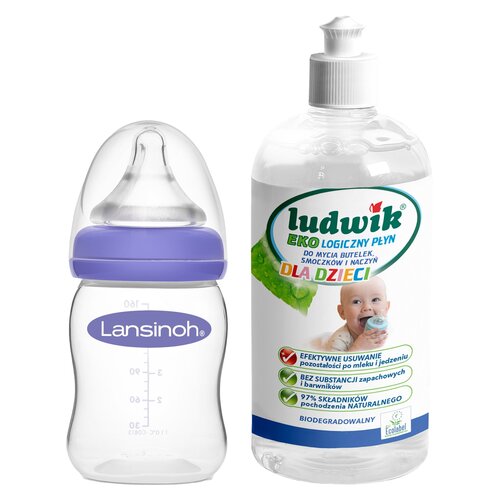 Butelka LANSINOH NaturalWave Teat 160 ml + Płyn do mycia butelek i smoczków LUDWIK CG1010102ZEKL0121 475 ml