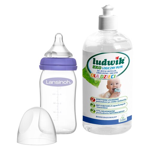 Butelka LANSINOH NaturalWave Teat 240 ml + Płyn do mycia butelek i smoczków LUDWIK CG1010102ZEKL0121 475 ml