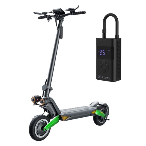 Hulajnoga elektryczna RUPTOR R6 75km 2x800W 2 amortyzatory 10" Zielony + Pompka rowerowa XRIDER z funkcją powerbank XR00AP01