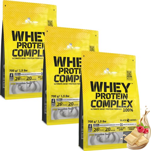 Odżywka białkowa OLIMP Whey Protein Complex 100% Biała czekolada maliny 3 x 700 g