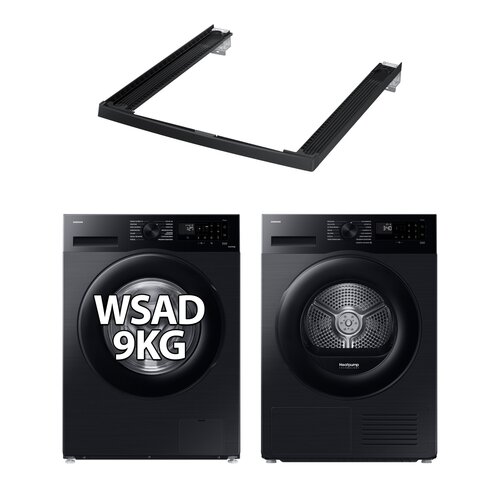 Pralka SAMSUNG WW90CGC04DAB AI Energy Mode EcoBubble 9kg 1400 obr + Suszarka SAMSUNG DV5000D DV90DG52A0ABEO z pompą ciepła AI Optimal Dry + Łącznik SAMSUNG SKK-5EV