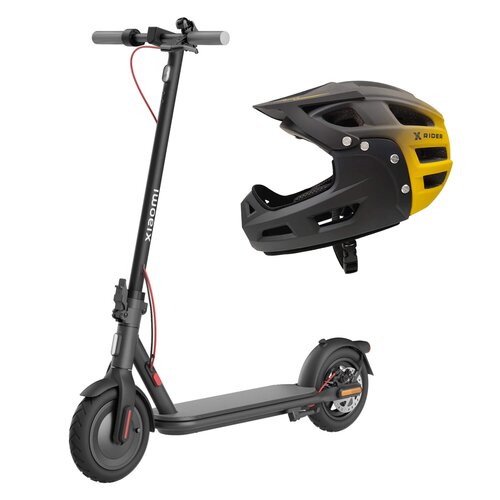 Hulajnoga elektryczna XIAOMI Scooter 4 NE 35km 300W 10" Czarny + Kask rowerowy XRIDER XR00KFH01 Czarno-żółty MTB (rozmiar S)