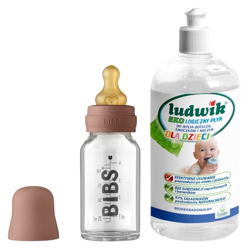 Butelka BIBS 5013247 110ml Brązowy + Płyn do mycia butelek i smoczków LUDWIK CG1010102ZEKL0121 475 ml
