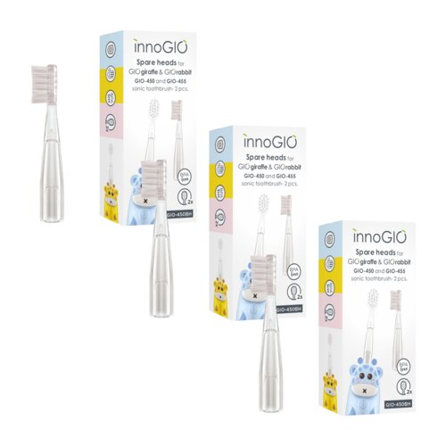 Oryginalna końcówka szczoteczki INNOGIO GIO-450BH do szczoteczki GIOgiraffe/GIOrabbit/GIOpanda (Delikatna dla zębów) (6 szt.)