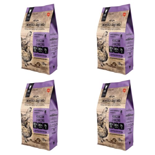 Karma dla kota WIEJSKA ZAGRODA Kurczak z kaczką 4 x 1.6 kg