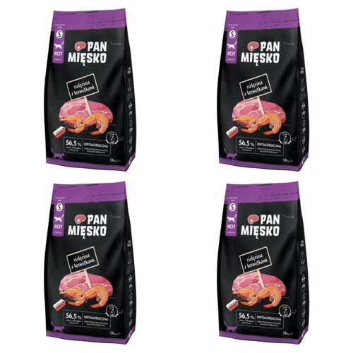 Karma dla kota PAN MIĘSKO Cielęcina z krewetkami 4 x 1.6 kg