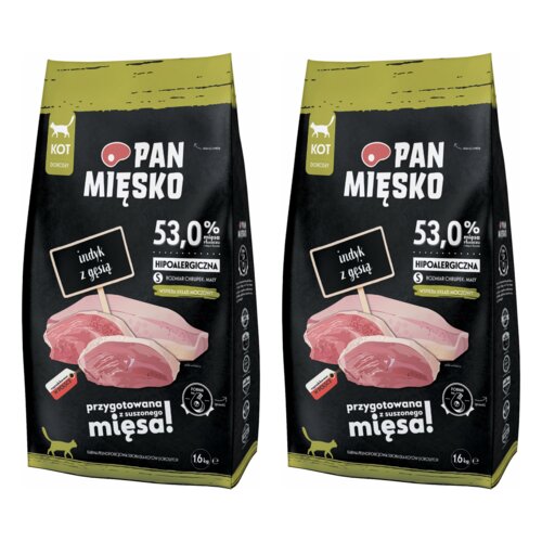 Karma dla kota PAN MIĘSKO Indyk z gęsią S 2 x 1.6 kg