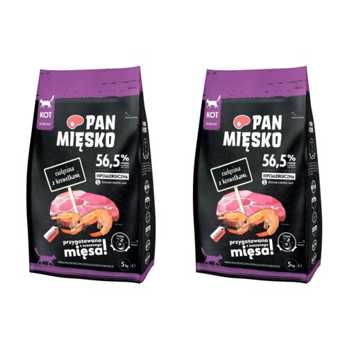 Karma dla kota PAN MIĘSKO Cielęcina z krewetkami 2 x 5 kg