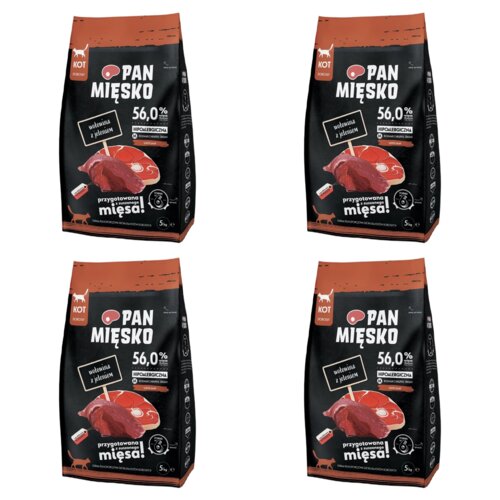 Karma dla kota PAN MIĘSKO Wołowina z jeleniem 4 x 5 kg