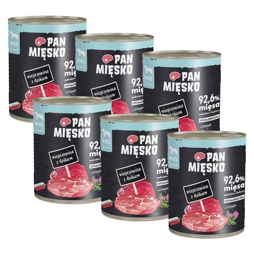 Karma dla psa PAN MIĘSKO Wieprzowina z dzikiem 6 x 800 g