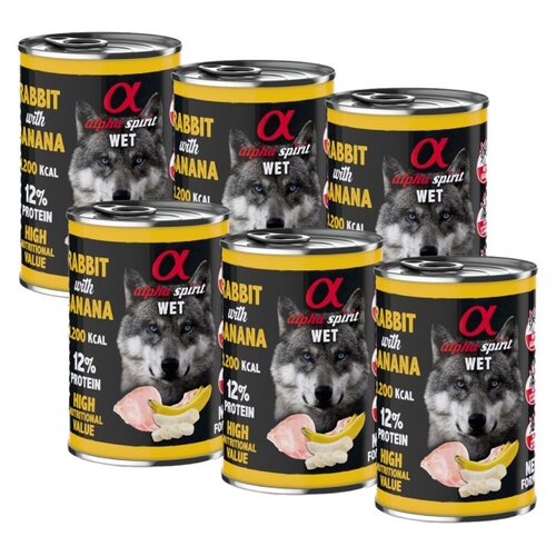 Karma dla psa ALPHA SPIRIT Królik z bananem 6 x 400 g