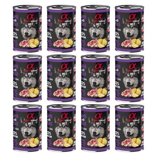 Karma dla psa ALPHA SPIRIT Jagnięcina z gruszką 12 x 400 g