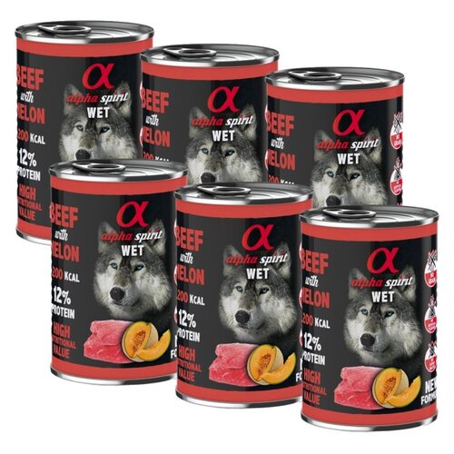 Karma dla psa ALPHA SPIRIT Wołowina z melonem 6 x 400 g
