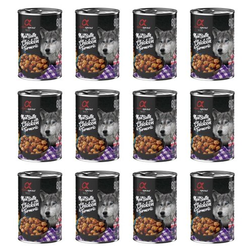 Karma dla psa ALPHA SPIRIT Mięsne klopsiki z kurczakiem i kurkumą 12 x 400 g