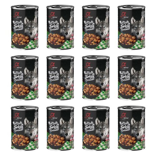 Karma dla psa ALPHA SPIRIT Klopsiki z indykiem i kolendrą 12 x 400 g