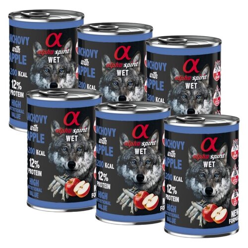 Karma dla psa ALPHA SPIRIT Anchois z jabłkiem 6 x 400 g