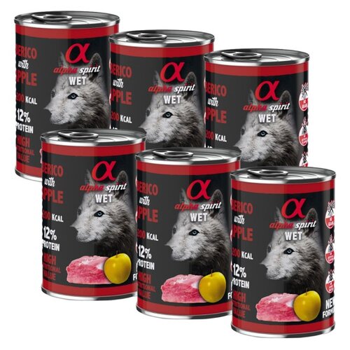Karma dla psa ALPHA SPIRIT Wieprzowina z jabłkiem 6 x 400 g