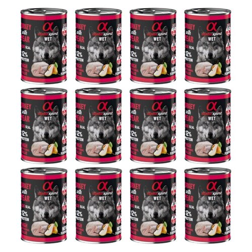 Karma dla psa ALPHA SPIRIT Indyk z gruszką 12 x 400 g