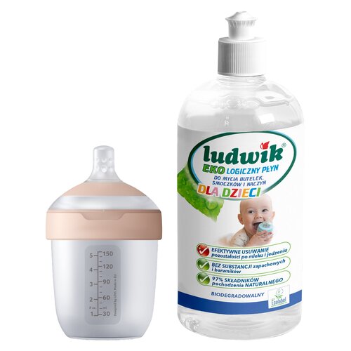 Butelka LOVI Mammafeel 150 ml + Płyn do mycia butelek i smoczków LUDWIK CG1010102ZEKL0121 475 ml