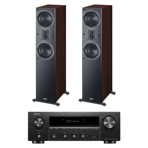 Amplituner DENON DRA-900H Czarny + Kolumny głośnikowe MAGNAT Signature 505 Brązowe (2 szt.)