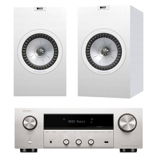 Amplituner DENON DRA-900H Srebrny + Kolumny głośnikowe KEF Q350 Biały (2 szt.)
