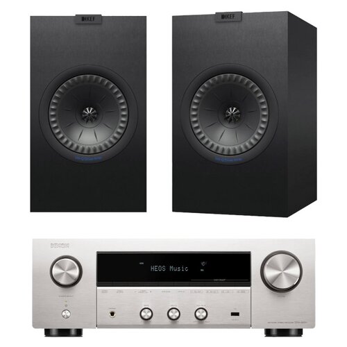 Amplituner DENON DRA-900H Srebrny + Kolumny głośnikowe KEF Q350 Czarny (2 szt.)