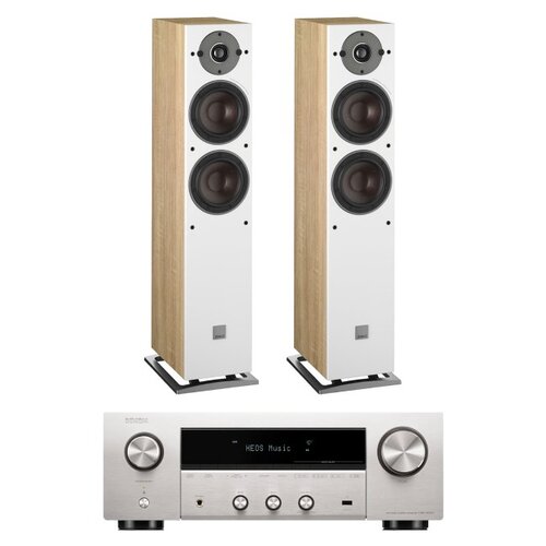 Amplituner DENON DRA-900H Srebrny + Kolumny podłogowe Dali Oberon 5 Jasne Drewno (2 szt.)