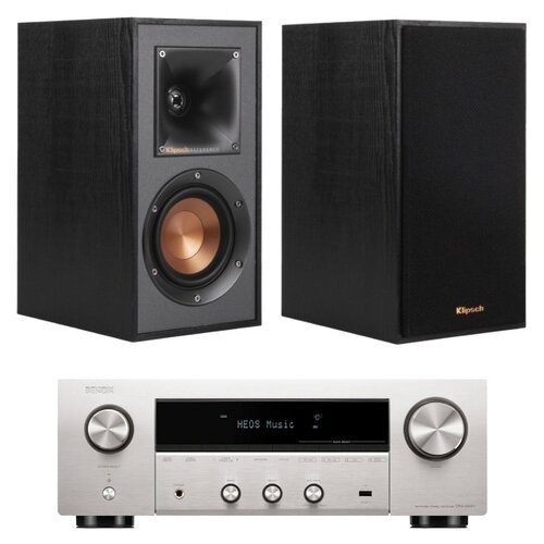 Amplituner DENON DRA-900H Srebrny + Kolumny głośnikowe KLIPSCH R-41-M Czarny (2 szt.)