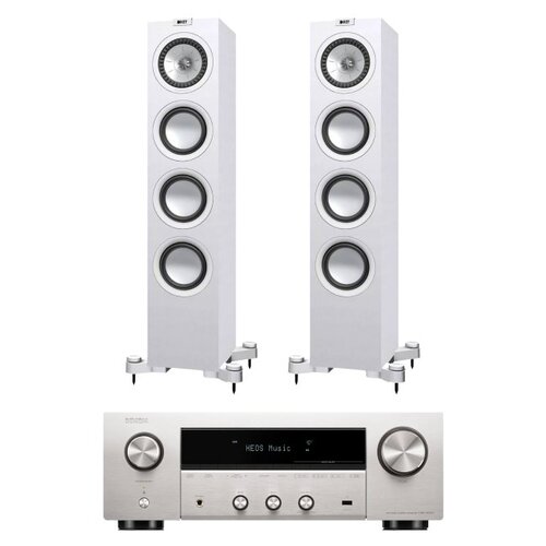 Amplituner DENON DRA-900H Srebrny + Kolumny głośnikowe KEF Q550 Białe (2 szt.)