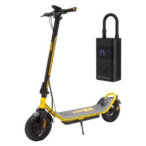 Hulajnoga elektryczna DUCATI Scrambler City Cross-E E-Scooter Cross-E X Off Czarno-żółty kierunkowskazy + Pompka rowerowa XRIDER z funkcją powerbank XR00AP01