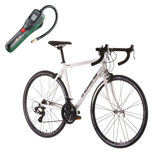 Rower szosowy INDIANA Racing M20 28 cali męski Biały + Pompka rowerowa BOSCH EasyPump 0603947000