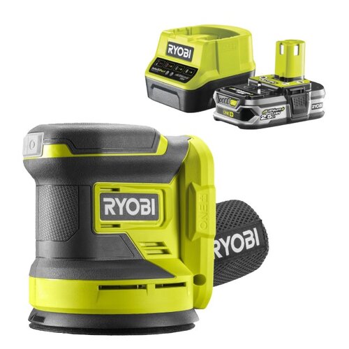 Szlifierka mimośrodowa RYOBI RROS18-0 + Akumulator RYOBI RC18120-125 2.5Ah 18V + Ładowarka