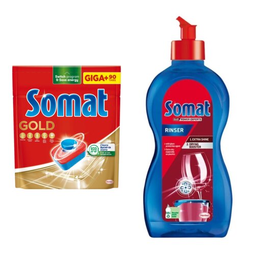Tabletki do zmywarek SOMAT Gold - 90 szt. + Nabłyszczacz do zmywarek SOMAT Original 500 ml