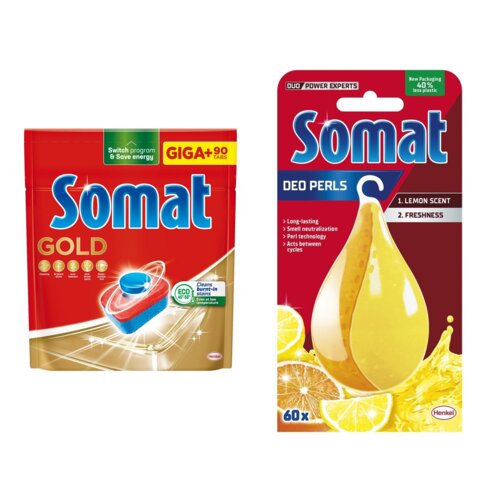 Tabletki do zmywarek SOMAT Gold - 90 szt. + Odświeżacz do zmywarek SOMAT Somat Deo Lemon