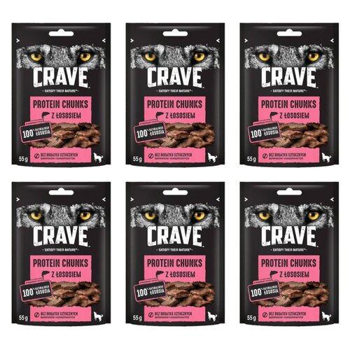 Przysmak dla psa CRAVE Protein Chunks Łosoś 6 x 55 g