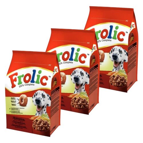 Karma dla psa FROLIC Wołowina 3 x 2.8 kg