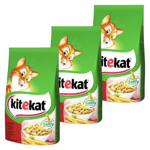 Karma dla kota KITEKAT Wołowina z warzywami 3 x 1.8 kg
