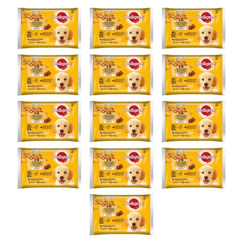 Karma dla psa PEDIGREE Junior Vital Protection Wołowina z ryżem, Kurczak z ryżem 52 x 100 g