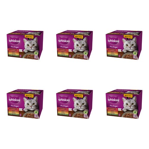 Karma dla kota WHISKAS Adult Pure Delight Mix Smaków (144 x 85 g)