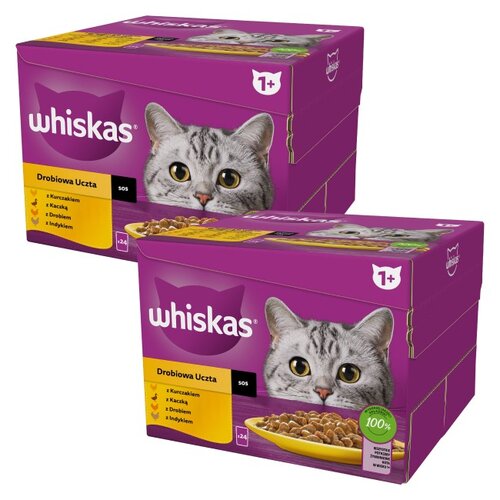 Karma dla kota WHISKAS Drobiowa Uczta Mix Smaków (48 x 85 g)