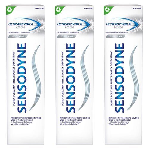 Pasta do zębów SENSODYNE Ultraszybka Ulga Whitening 75 ml 3 szt.