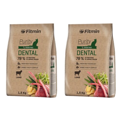 Karma dla kota FITMIN Cat Purity Dental Jagnięcina 2 x 1.5 kg