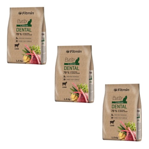 Karma dla kota FITMIN Cat Purity Dental Jagnięcina 3 x 1.5 kg