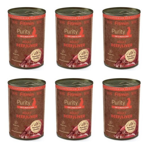 Karma dla psa FITMIN Purity Wołowina z wątróbką 6 x 400 g