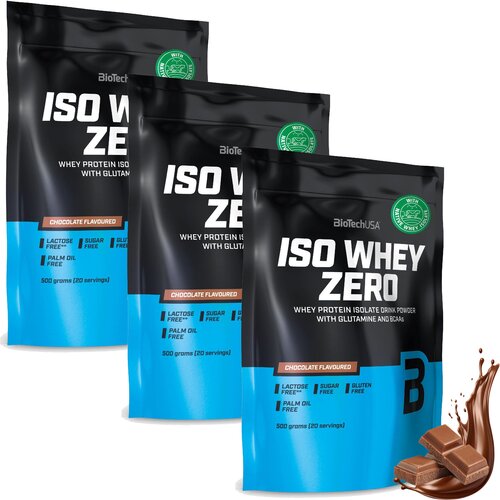 Odżywka białkowa BIOTECH Iso Whey Zero Czekoladowy 3 x 500 g Bez cukru i laktozy