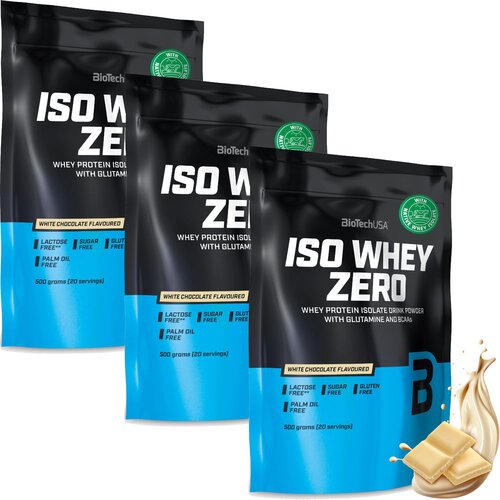 Odżywka białkowa BIOTECH Iso Whey Zero Biała czekolada 3 x 500 g Bez cukru i laktozy