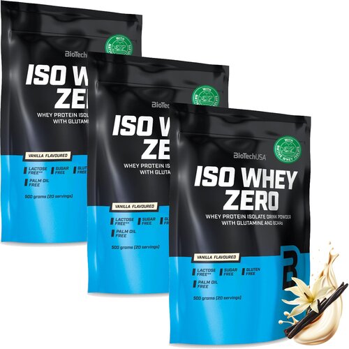 Odżywka białkowa BIOTECH Iso Whey Zero Waniliowy 3 x 500 g Bez cukru i laktozy