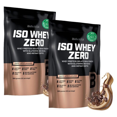 Odżywka białkowa BIOTECH Iso Whey Zero Caffe Latte (2 x 500 g) Bez cukru i laktozy