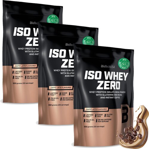 Odżywka białkowa BIOTECH Iso Whey Zero Caffe Latte 3 x 500 g Bez cukru i laktozy