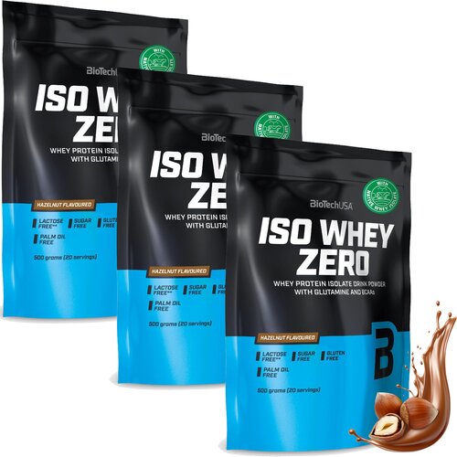 Odżywka białkowa BIOTECH Iso Whey Zero Orzechowy 3 x 500 g Bez cukru i laktozy